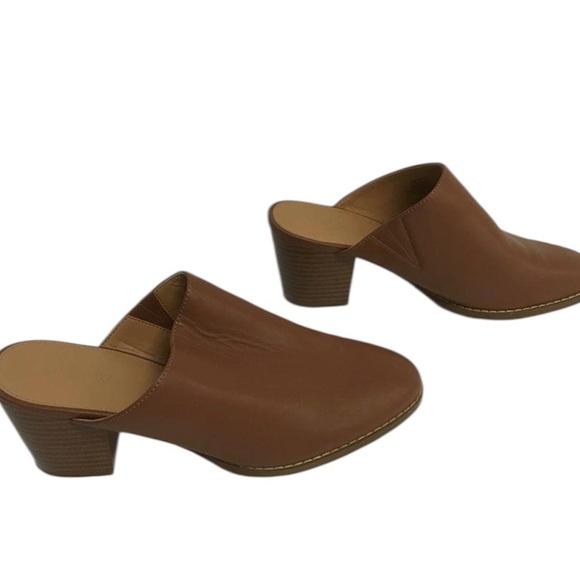 J. Crew Tan Leather Block Heel Mules - Picture 3 of 5